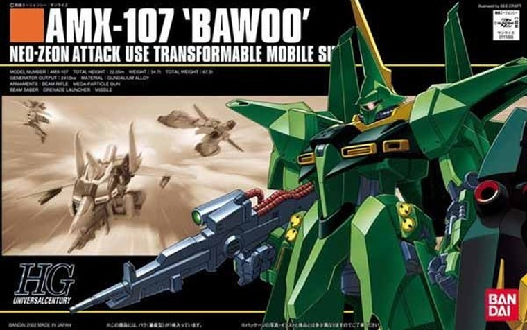Bandai, HG Universal Century, Amx-107 Bawoo, model kolekcjonerski do składania, 1:144