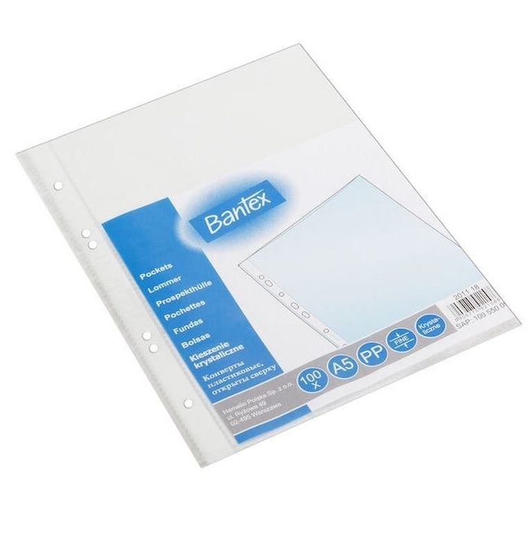 Bantex, koszulka krystaliczna, A5, PP, 45 MIC. w folii, 100 szt.