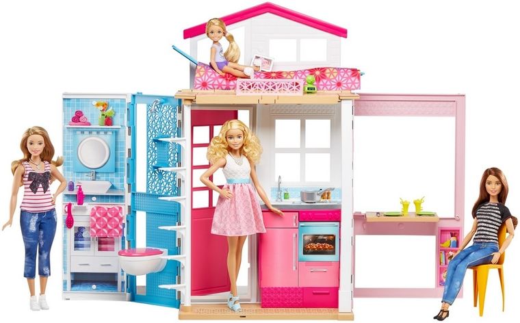 Barbie, 2-poziomowy domek Barbie, zestaw bez lalki