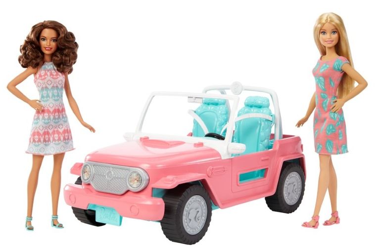 Barbie, auto Jeep i 2 lalki, zestaw