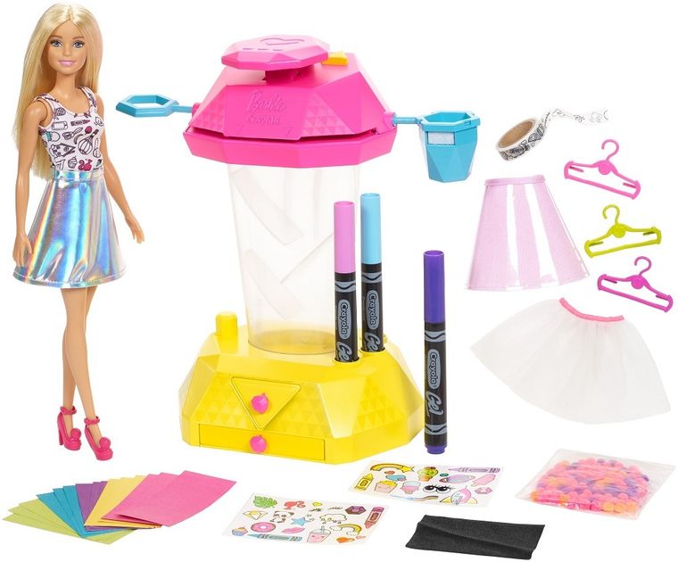 Barbie Crayola, Studio spódniczek konfetti, zestaw kreatywny z lalką i akcesoriami