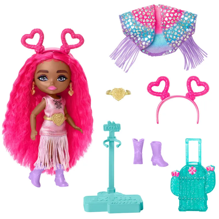 Barbie, Extra Minis, mała lalka, różowe włosy