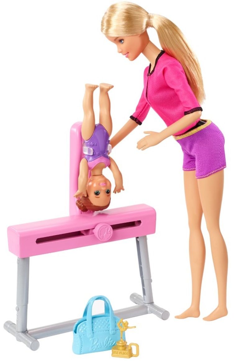 Barbie, Gimnastyczka, lalka blondynka, mini-laleczka i akcesoria