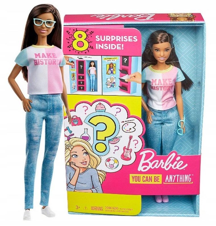 Barbie, Kariera Niespodzianka, lalka szatynka z akcesoriami, zestaw