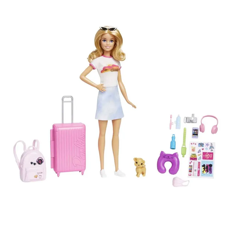 Barbie, Malibu w podróży, zestaw z lalką i akcesoriami