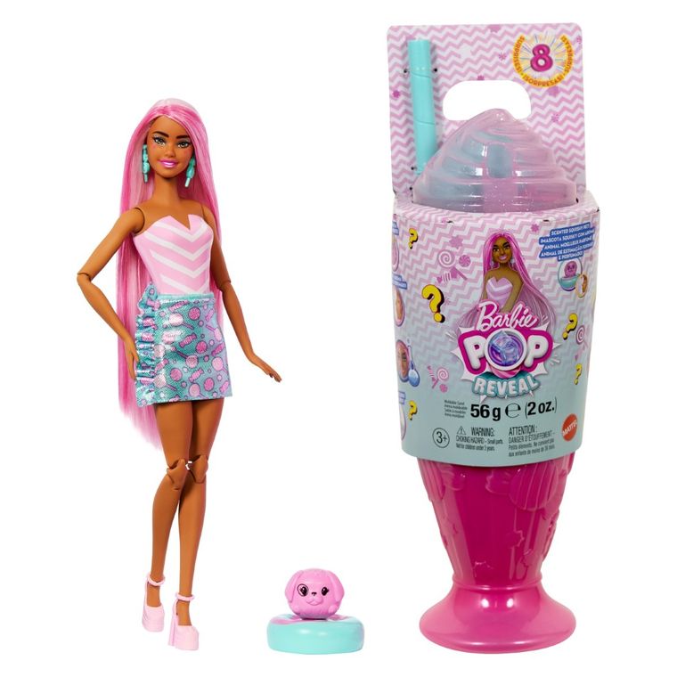 Barbie, Pop Reveal, Stylowy deser, Cukierek, lalka z akcesoriami, zestaw różowy