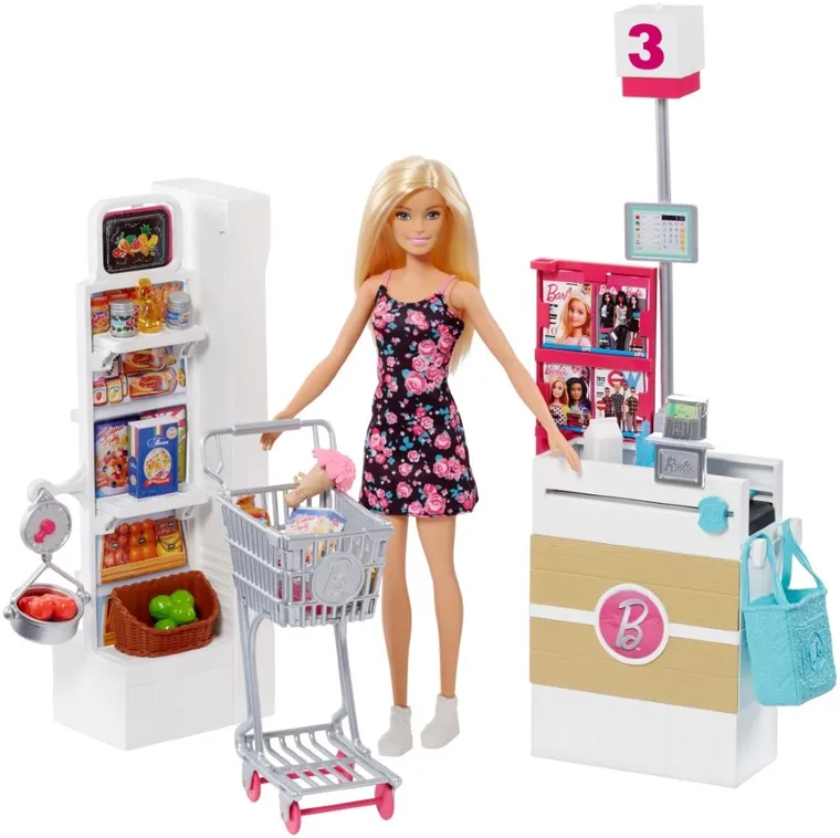 Barbie, Supermarket, zestaw z lalką i akcesoriami