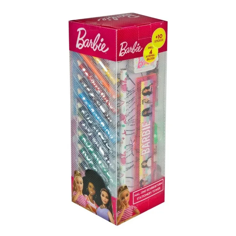 Barbie, zestaw przyborów szkolnych z kolorowankami, 35 elementów