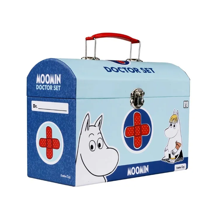 Barbo Toys, Doktor Muminków, drewniany zestaw małego lekarza w kuferku