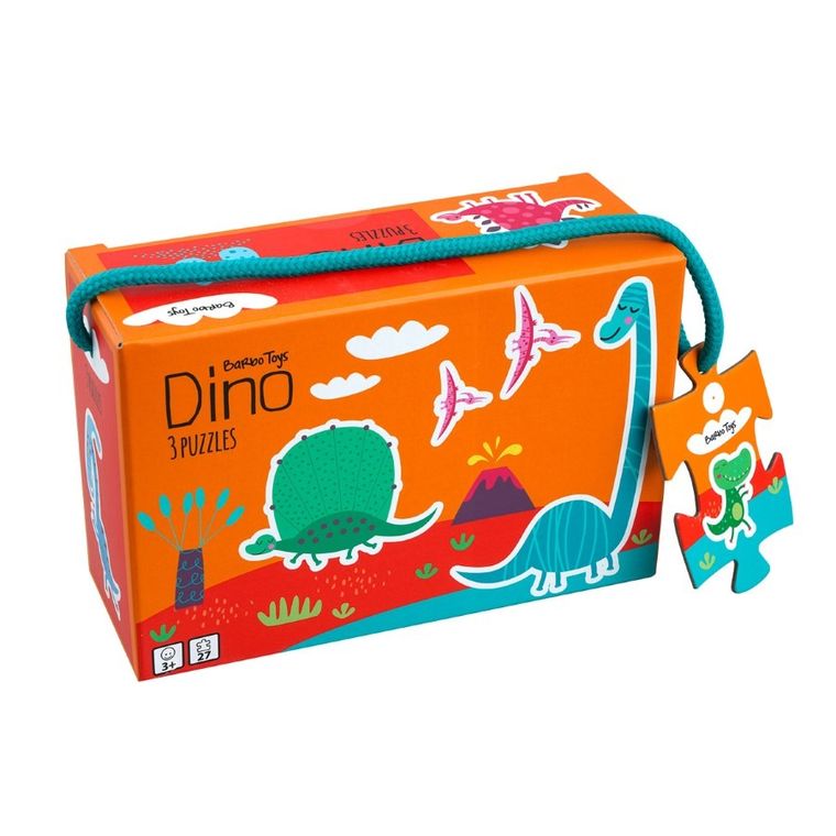 Barbo Toys, Little Bright Ones, Dinozaur, moje pierwsze puzzle, 3 układanki