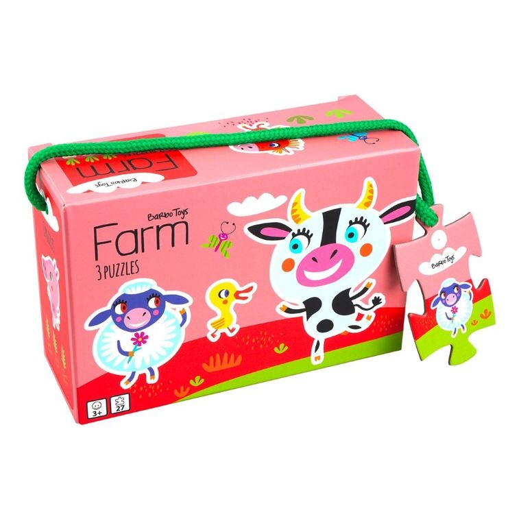 Barbo Toys, Little Bright Ones, Farma, moje pierwsze puzzle, 3 układanki