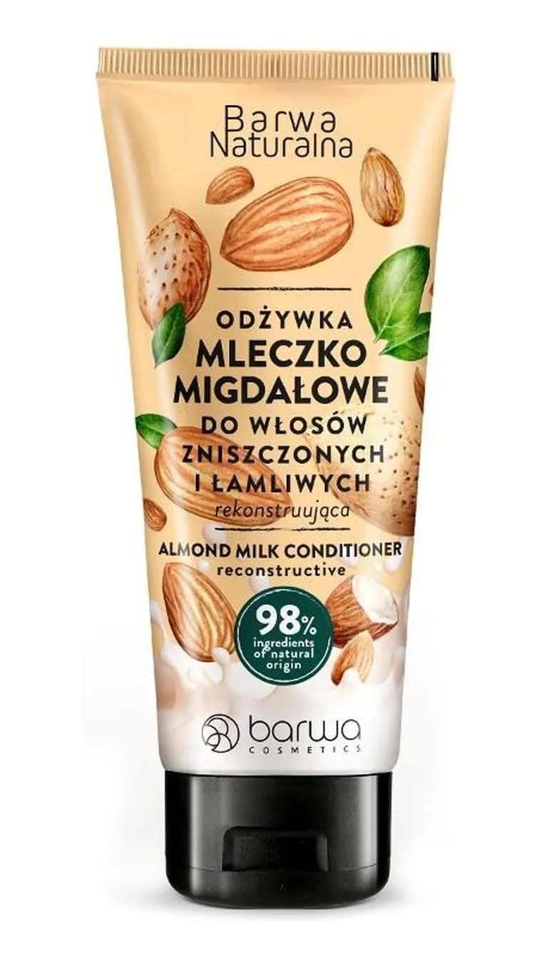 Barwa Cosmetics, Barwa naturalna, mleczko migdałowe odżywka do włosów zniszczonych i łamliwych, 200 ml