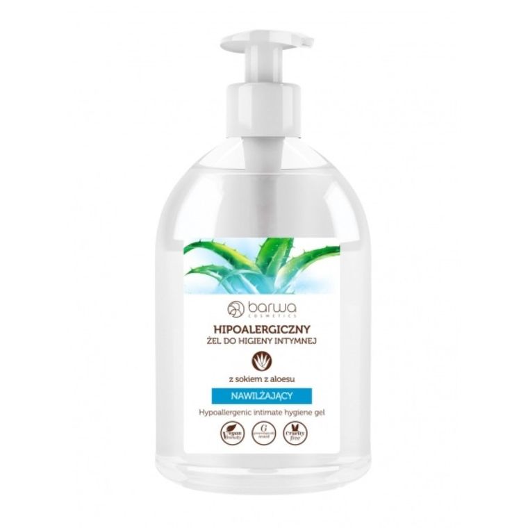 Barwa, hipoalergiczny nawilżający żel do higieny intymnej, Aloes, 500 ml