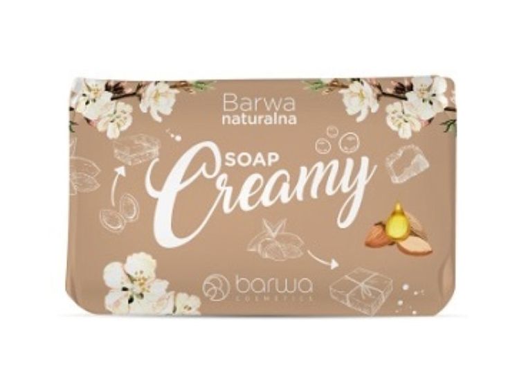 Barwa, Naturalna, Creamy Soap, pielęgnacyjne mydło w kostce do rąk i ciała, 100 g