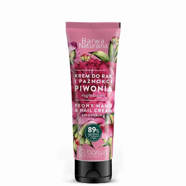 Barwa, Naturalna, krem do rąk i paznokci wygładzający, piwonia, 100 ml