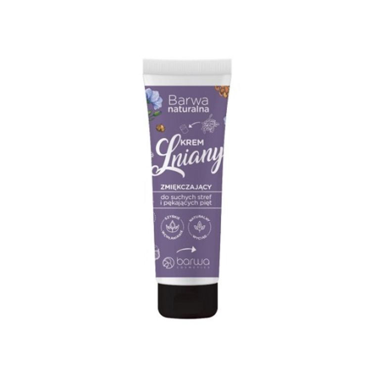 Barwa, Naturalna, lniany zmiękczający krem do suchych stref i pękających pięt, 75 ml