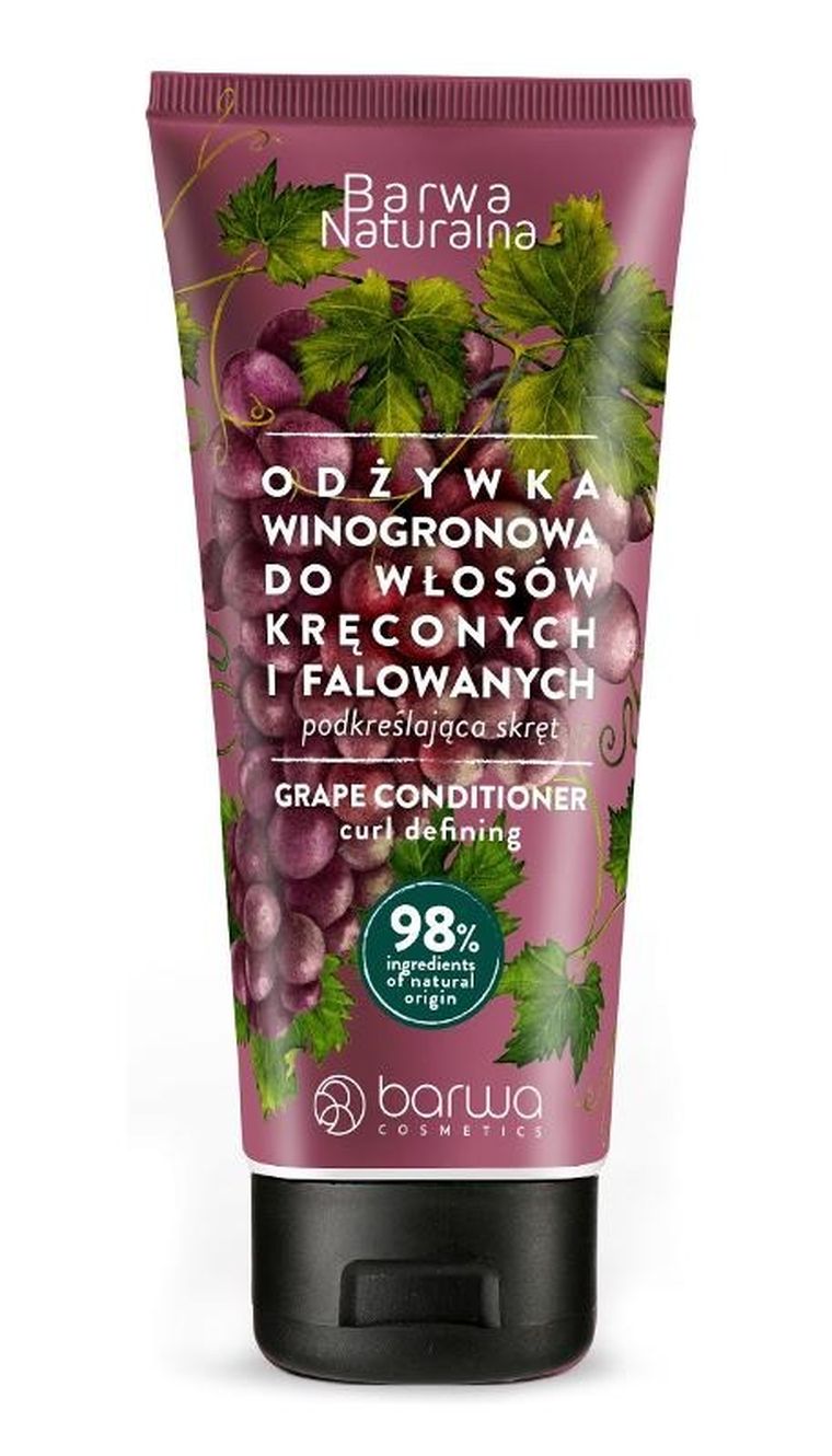 Barwa, Naturalna, winogrono, odżywka podkreślająca skręt do włosów kręconych i falowanych, 200 ml