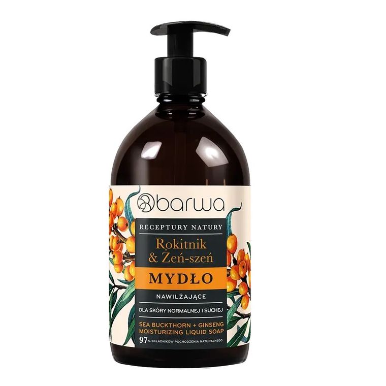 Barwa, Receptury, natury mydło w płynie nawilżające, rokitnik & żeń-szeń