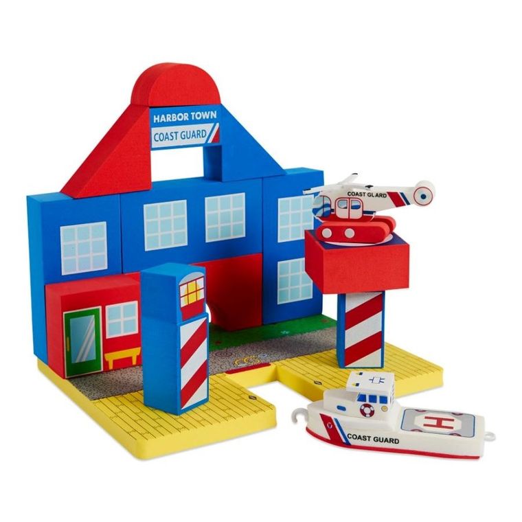 BathBlocks, Straż przybrzeżna z helikopterem, zabawka do kąpieli, 19 elementów