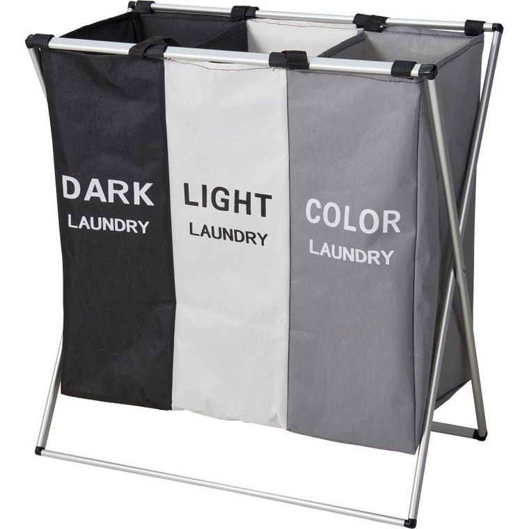 Bathroom Solutions, kosz na pranie z 3 przegródkami o pojemności 35l, 58-40-58 cm
