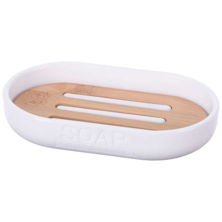 Bathroom Solutions, mydelniczka bambusowa, biała