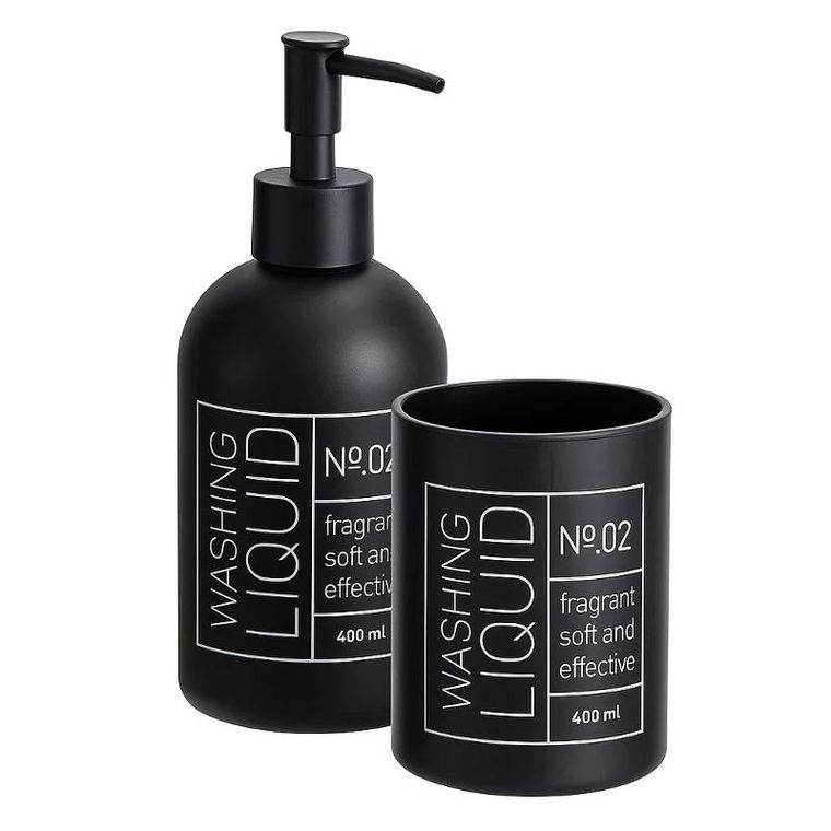 Bathroom Solutions, Onyx, szklany dozownik do mydła i kubek na szczoteczki