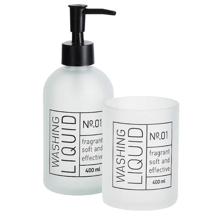 Bathroom Solutions, Onyx, szklany dozownik do mydła i kubek na szczoteczki