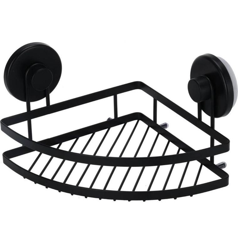Bathroom Solutions, półka narożna pod prysznic, na przyssawki, metalowa, 20-20-12,5 cm