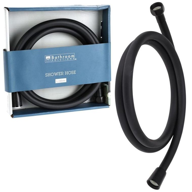 Bathroom Solutions, wąż prysznicowy, czarny, 150 cm