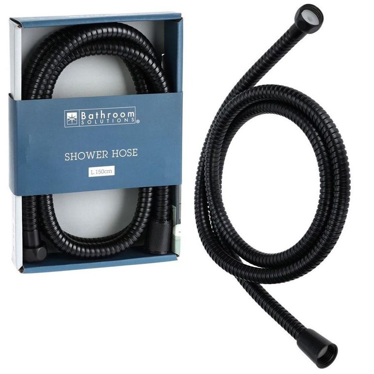 Bathroom Solutions, wąż prysznicowy, czarny, 150 cm