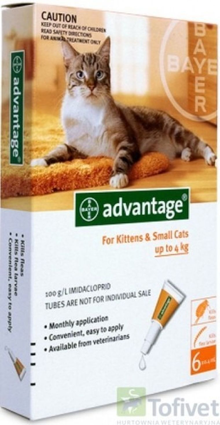 Bayer, Advantage, krople na pchły dla kota <4kg, 4-0,4 ml