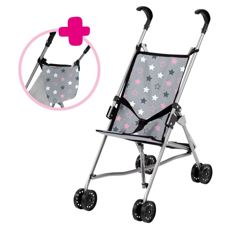 Bayer Design, Buggy, wózek spacerówka dla lalek z torbą, szary