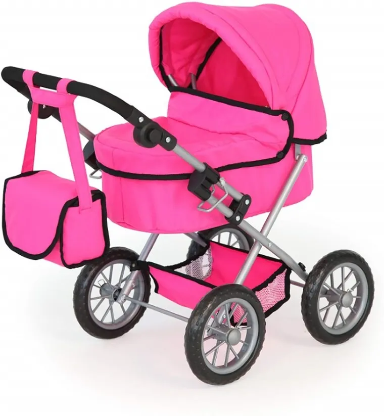Bayer Design, Trendy, głęboki wózek dla lalek z torbą, różowy