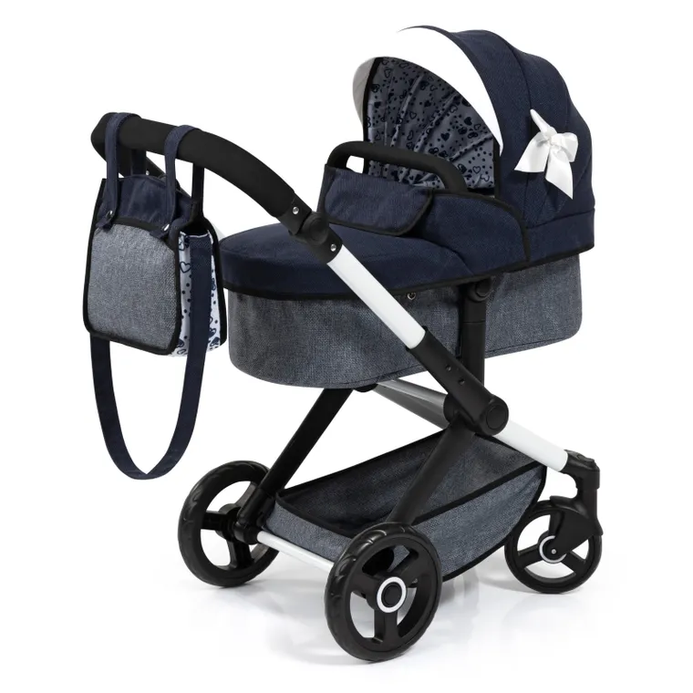Bayer Design, Xeo Combi, głęboki wózek dla lalek z torbą, niebieski