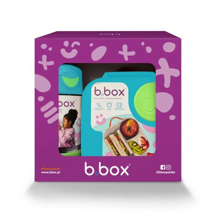 b.box, zestaw: sportowa butelka tritanowa, 450 ml + mini lunchbox, ocean breeze