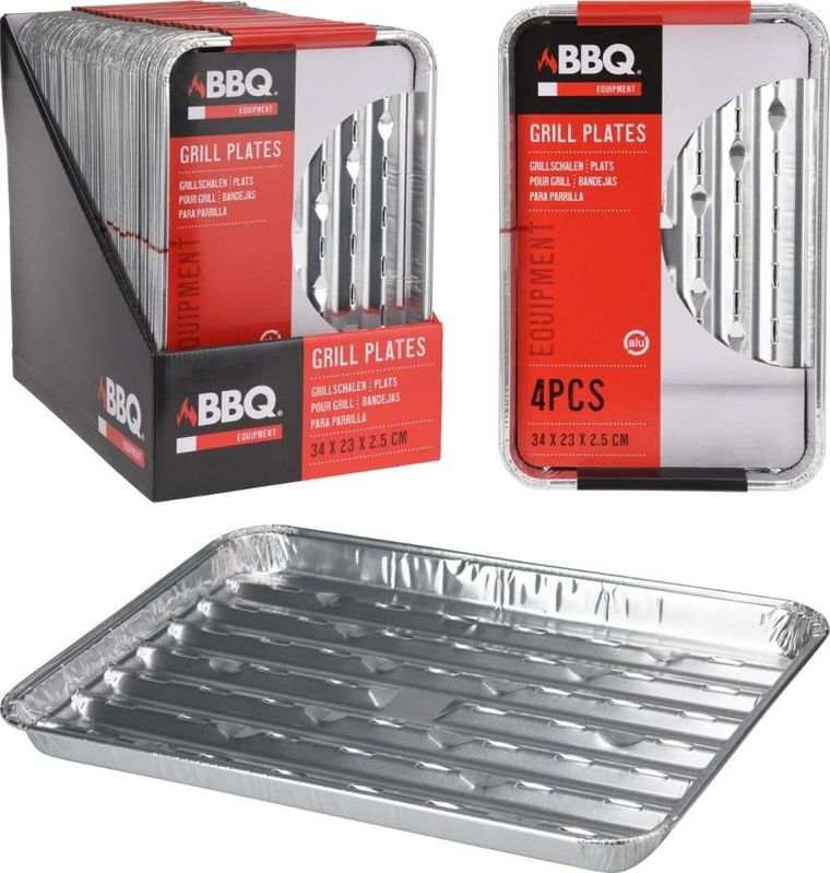 BBQ Line, aluminiowe tacki na grilla, 34-23 cm, 4 szt.