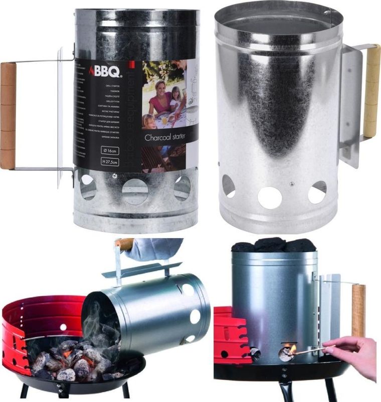 BBQ Line, komin rozpalacz do grilla, z drewnianą rączką, wys. 27,5 cm