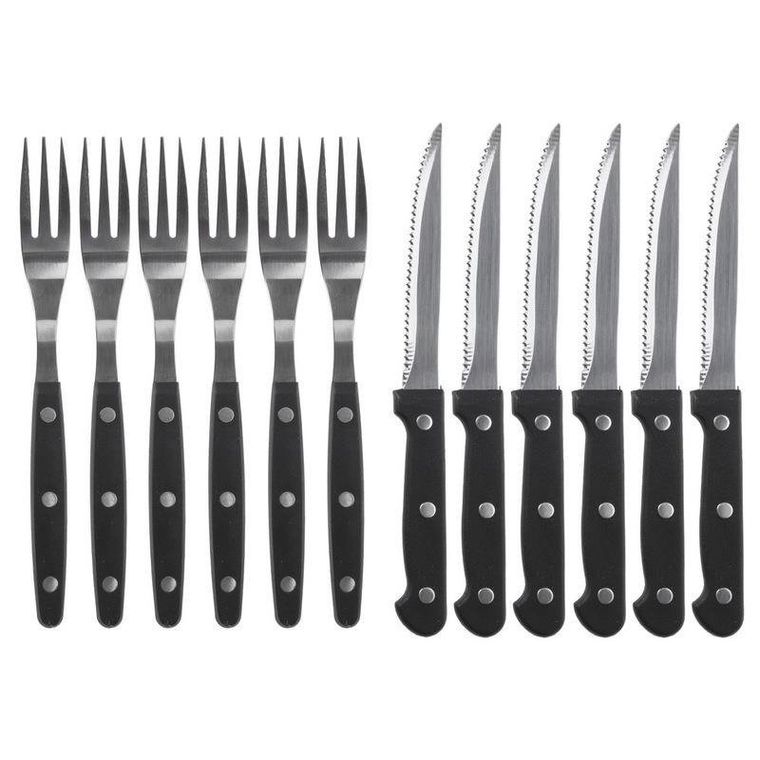 BBQ, zestaw sztućców do steków i pizzy, 12 elementów