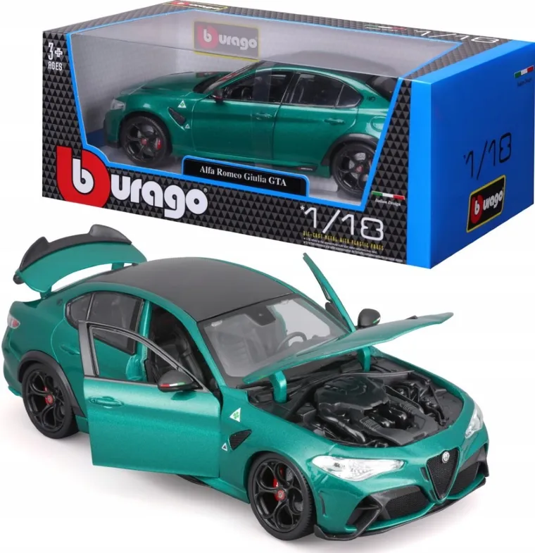 Bburago, Alfa Romeo Giulia GTA Metal, model pojazdu, green, 1:18