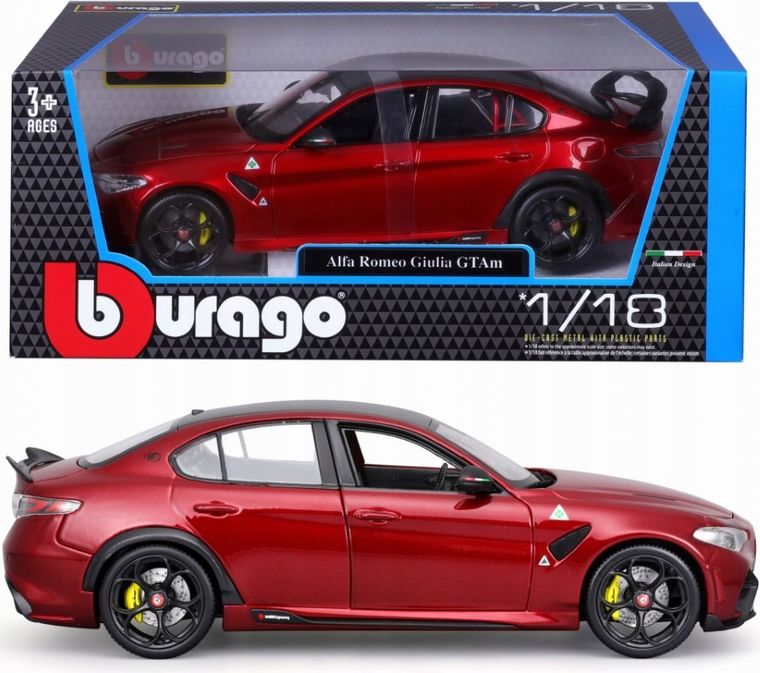 Bburago, Alfa Romeo Giulia GTAM Metal, model pojazdu, red, 1:18
