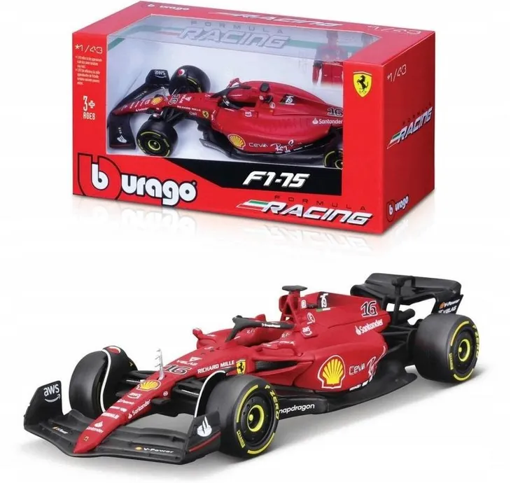 Bburago, Bolid F1, Ferrari, Mercedes, Lamborghini, Red Bull, model pojazdu wyścigowego, 1:43, 1 szt.