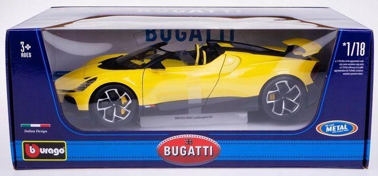 Bburago, Bugatti Mistral, model pojazdu, żółty, 1:18