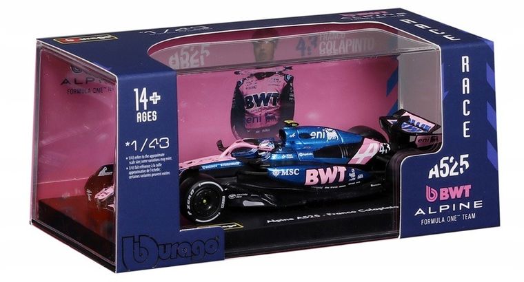 Bburago, BWT Alpine Team A525 2025 Colapinto, Bolid F1, model pojazdu, 1:43