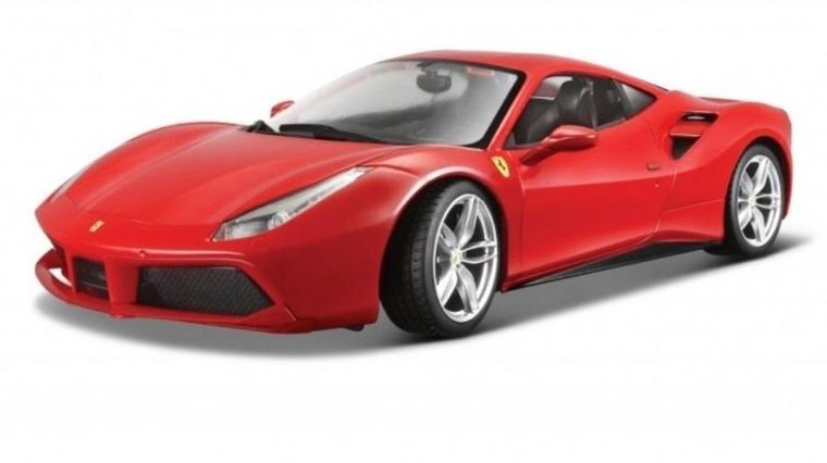 Bburago, Ferrari 488 GTB, pojazd, Red, 1:18