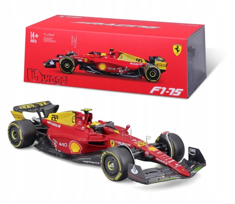 Bburago, Ferrari F1-75 Monza 2022 #55, model pojazdu, yellow, 1:24