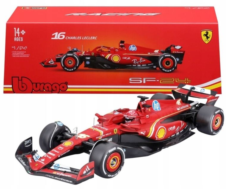 Bburago, Ferrari SF-24 2024 CHARLES LECLERC, Bolid F1, model pojazdu, 1:24