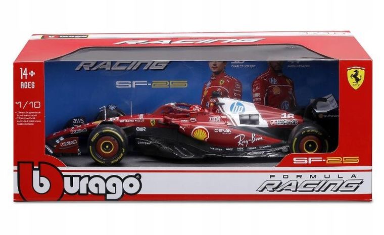 Bburago, Ferrari SF-25 2025 Charles Leclerc, Bolid F1, model pojazdu, 1:18
