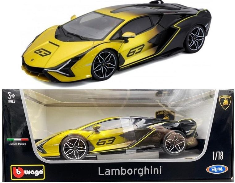 Bburago, Lamborghini Sian FKP 37, pojazd, yellow fade, 1:18