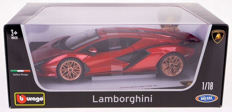 Bburago, Lamborghini Sian FKP 37 Red, model pojazdu, 1:18