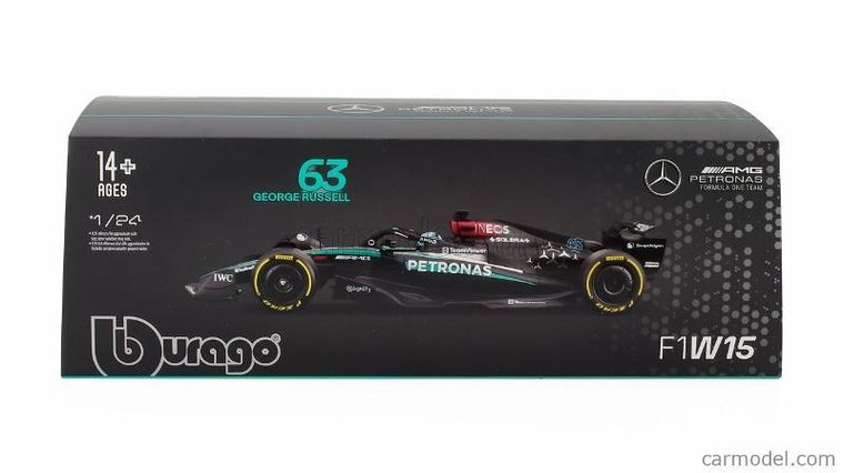 Bburago, Mercedes AMG W15 2024 George Russell, Bolid F1, model pojazdu, 1:24